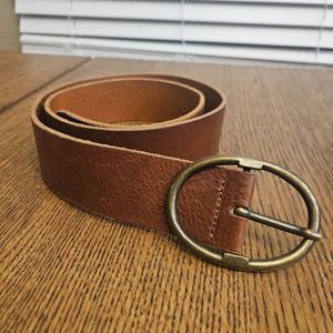 Club Monaco Men's Wide Brown Leather Belt Medium 32-34"